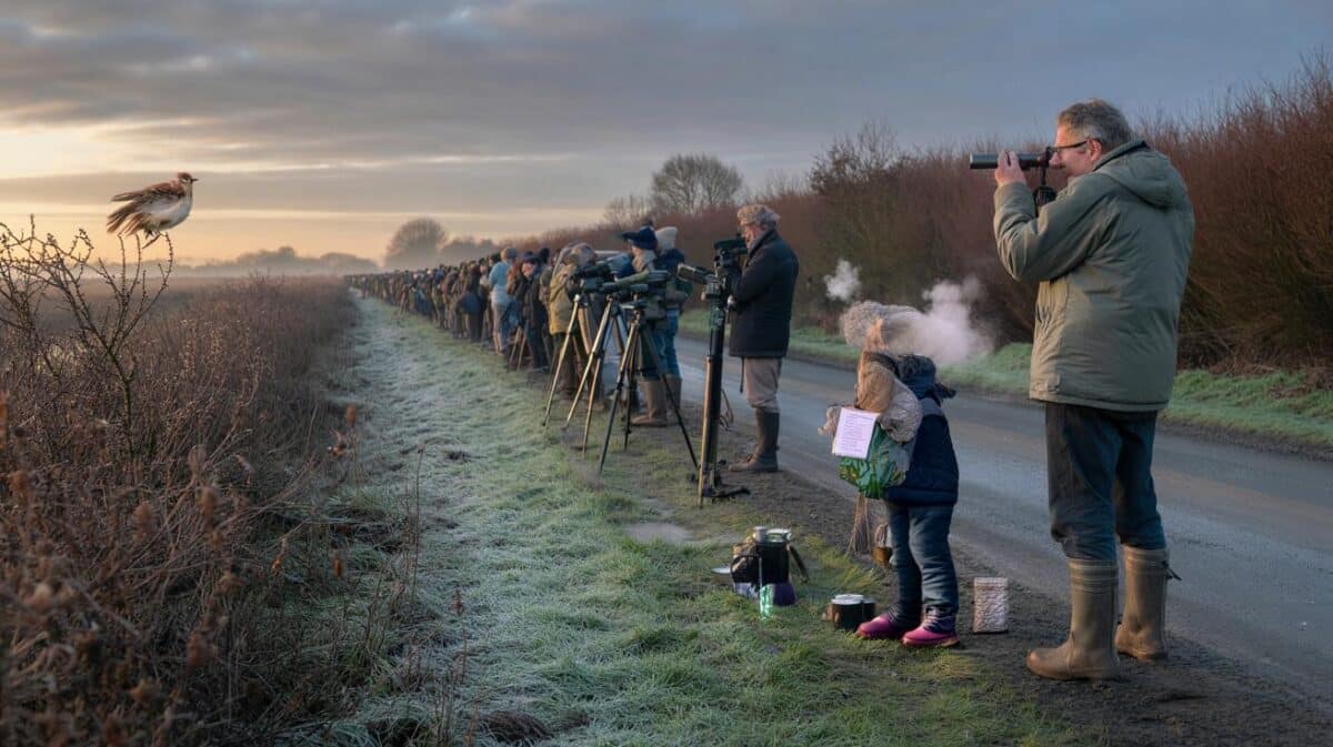 Hundreds gather after extremely rare bird sighted in England for first time in 34 years